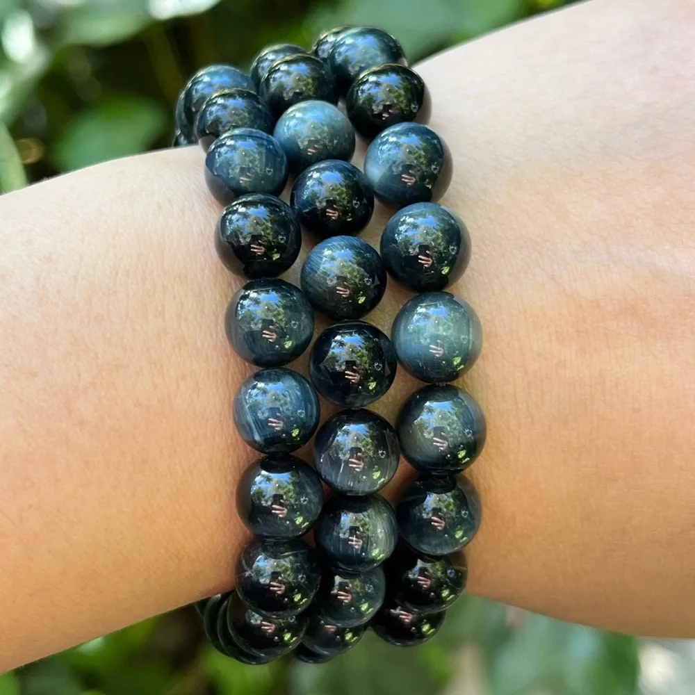 9mm blue tiger eye stretchable bracelet‎